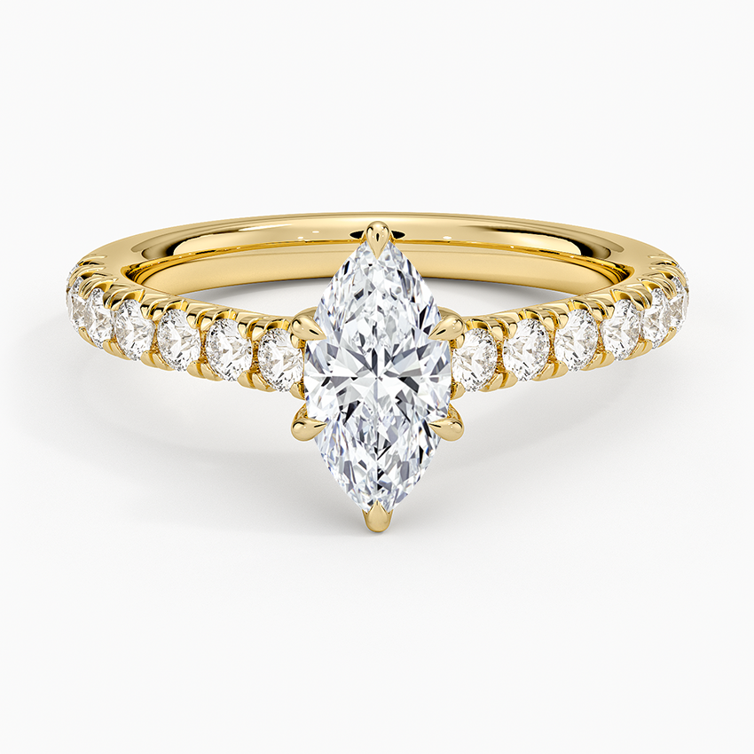 Sienna Half Coverage Diamond Ring Yellow Gold 18k Marquise Engagement Ring