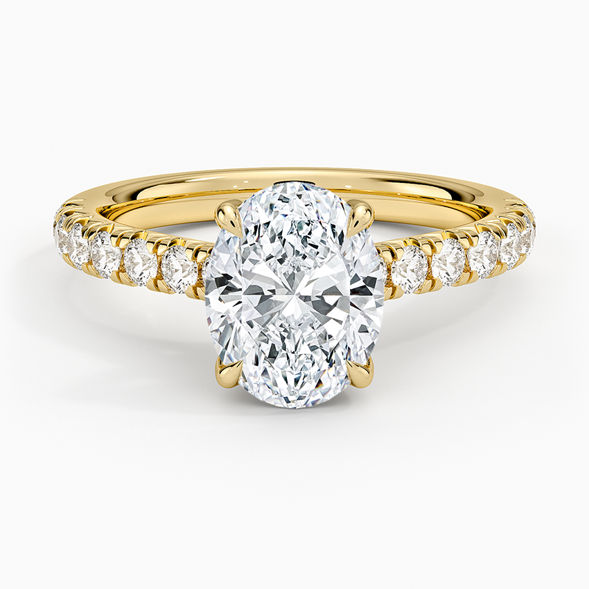 Sienna Half Coverage Diamond Ring Yellow Gold 18k Oval Engagement Ring