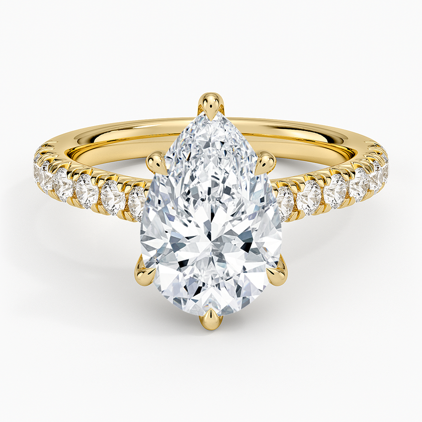 Sienna Half Coverage Diamond Ring Yellow Gold 18k Pear Engagement Ring