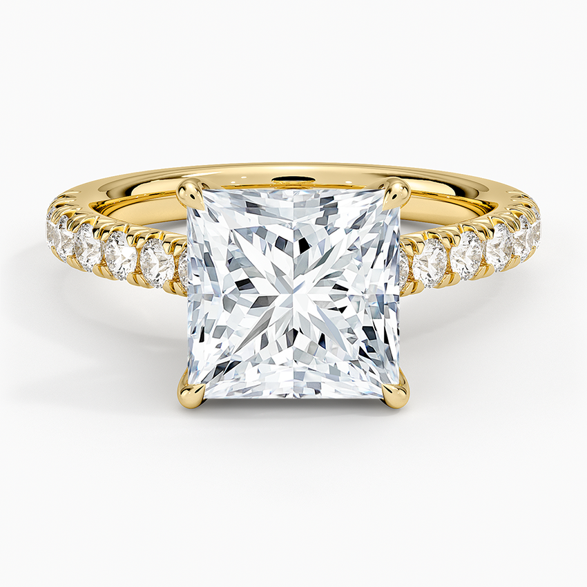 Sienna Half Coverage Diamond Ring Yellow Gold 18k Princess Engagement Ring