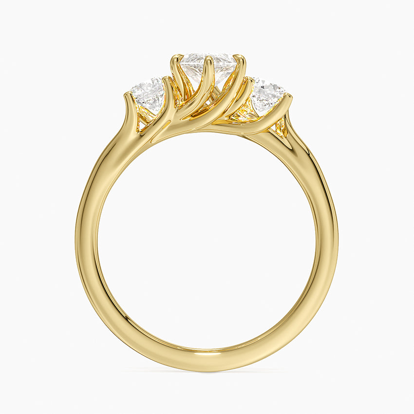 Luxe Delilah Three Stone Diamond Ring Yellow Gold 18k Marquise Engagement Ring