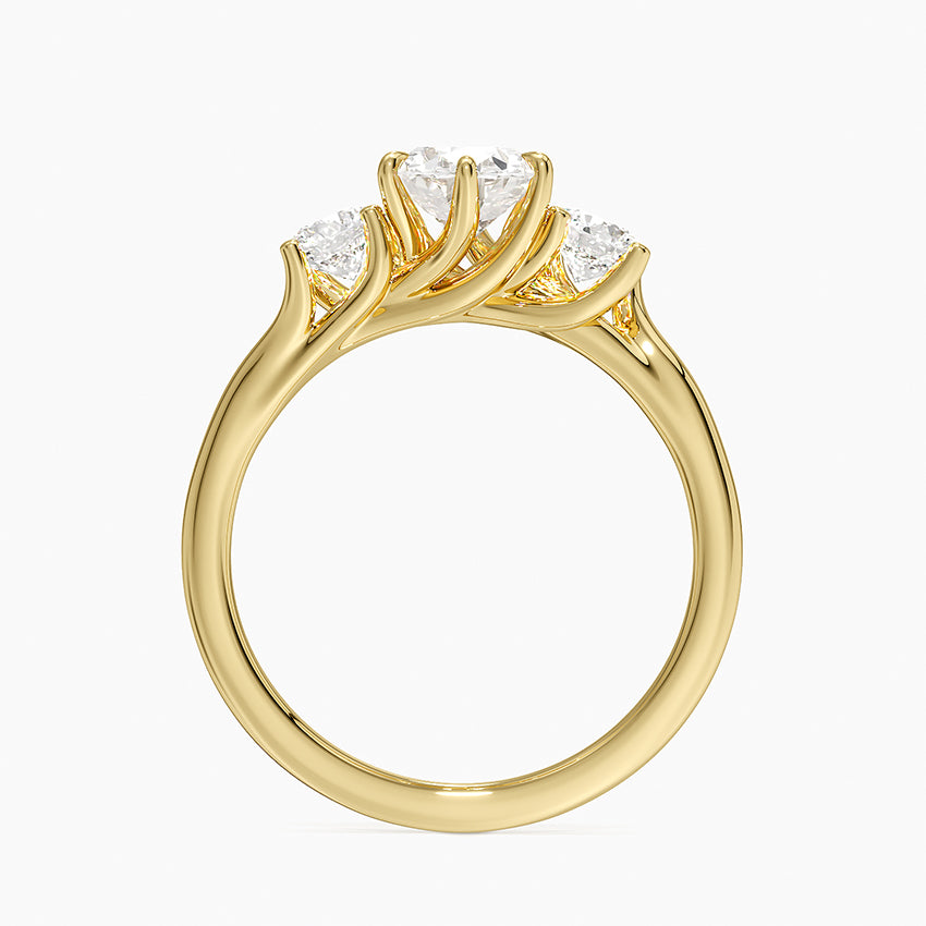 Luxe Delilah Three Stone Diamond Ring Yellow Gold 18k Oval Engagement Ring