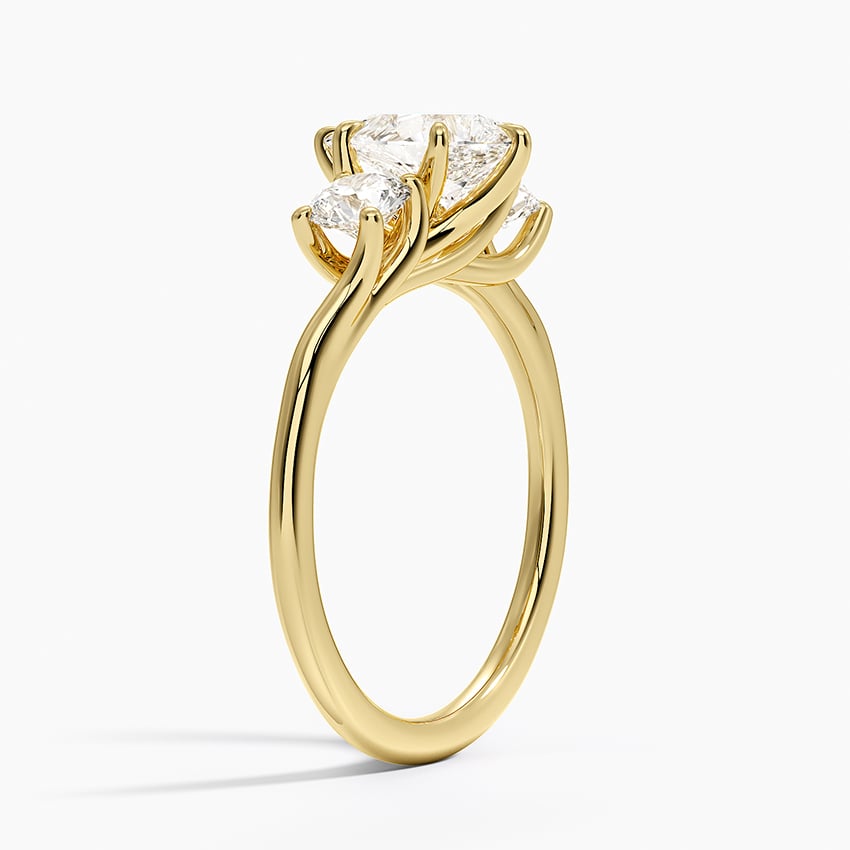 Luxe Delilah Three Stone Diamond Ring Yellow Gold 18k Pear Engagement Ring