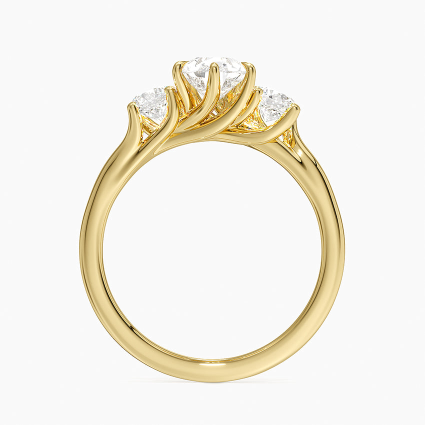 Luxe Delilah Three Stone Diamond Ring Yellow Gold 18k Pear Engagement Ring