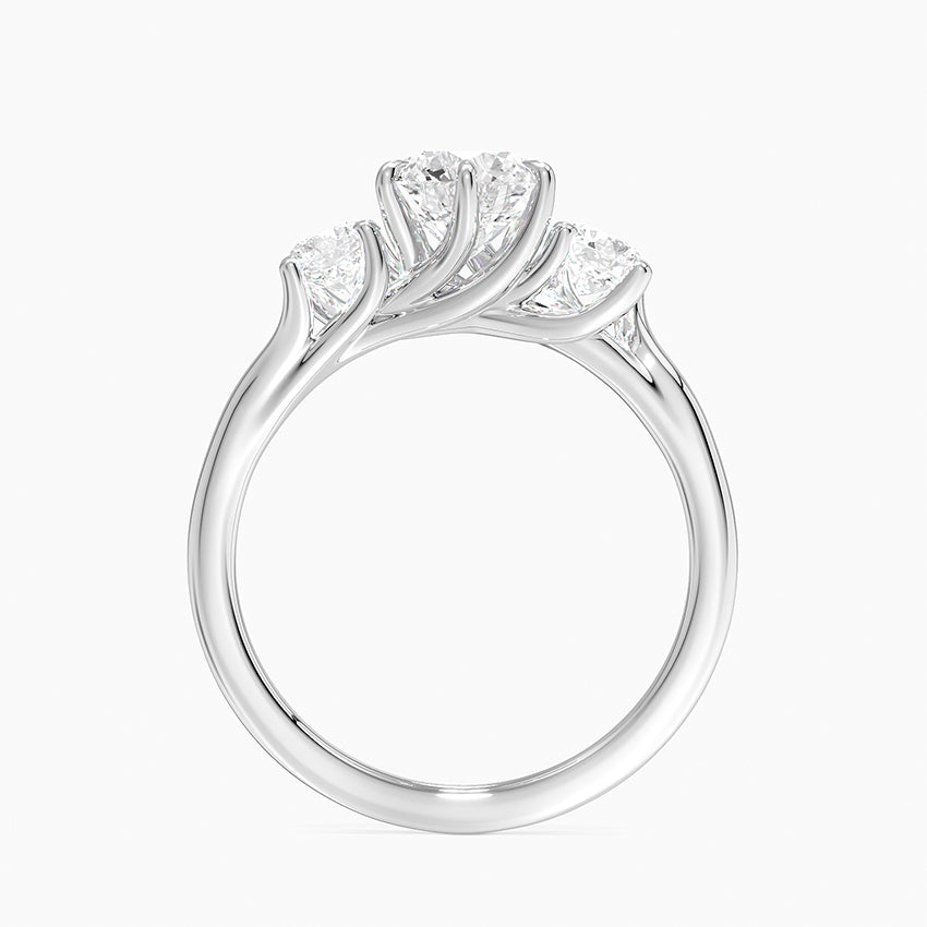 Luxe Delilah Three Stone Diamond Ring Platinum Round Engagement Ring