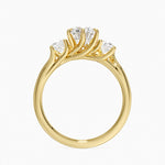 Luxe Delilah Three Stone Diamond Ring Yellow Gold 18k Round Engagement Ring