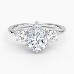 Luxe Delilah Three Stone Diamond Ring Platinum Pear Engagement Ring