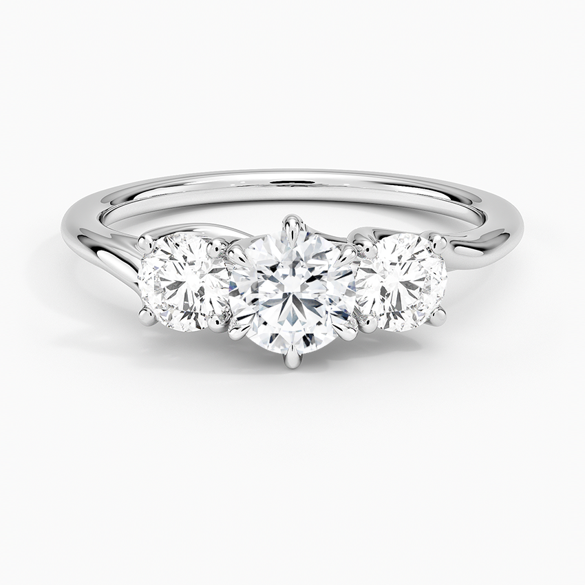Luxe Delilah Three Stone Diamond Ring Platinum Round Engagement Ring