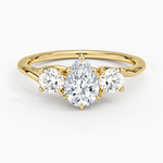 Luxe Delilah Three Stone Diamond Ring Yellow Gold 18k Pear Engagement Ring