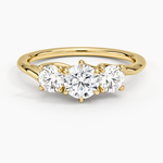 Luxe Delilah Three Stone Diamond Ring Yellow Gold 18k Round Engagement Ring