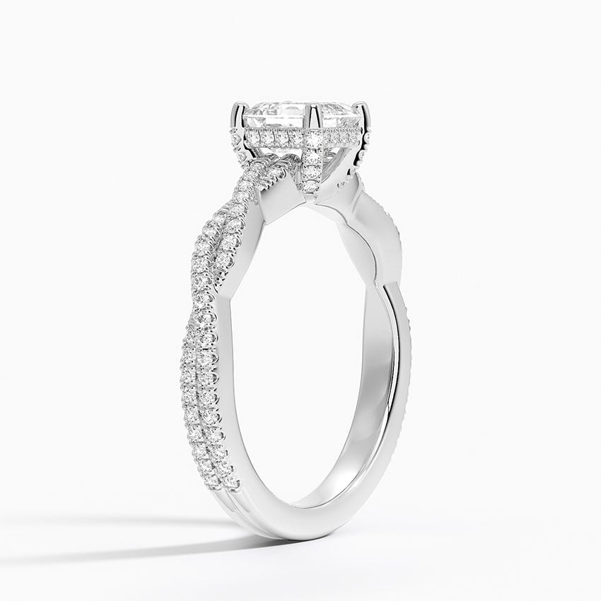 Adorned Luxe Petite Twisted Vine Diamond Ring Platinum Asscher Engagement Ring
