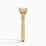 Adorned Luxe Petite Twisted Vine Diamond Ring Yellow Gold 18k Asscher Engagement Ring