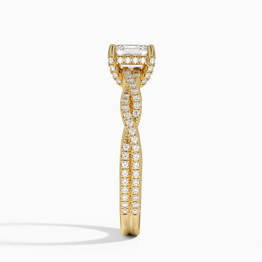 Adorned Luxe Petite Twisted Vine Diamond Ring Yellow Gold 18k Asscher Engagement Ring