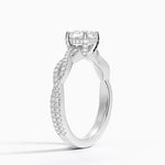 Adorned Luxe Petite Twisted Vine Diamond Ring Platinum Cushion Engagement Ring