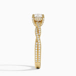 Adorned Luxe Petite Twisted Vine Diamond Ring Yellow Gold 18k Cushion Engagement Ring