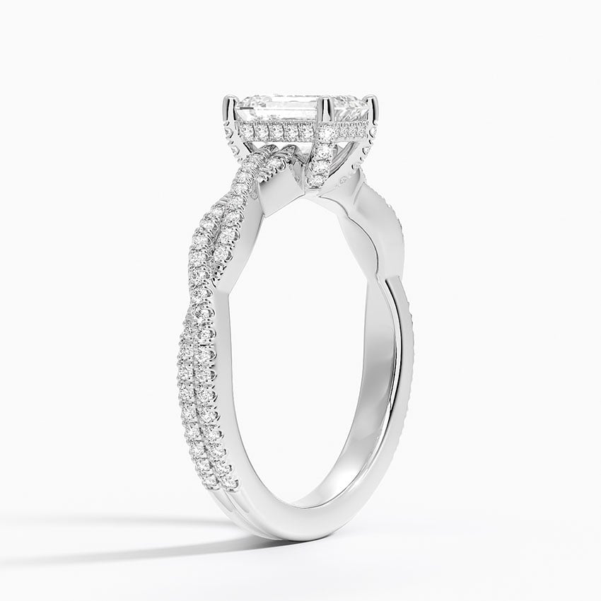 Adorned Luxe Petite Twisted Vine Diamond Ring Platinum Emerald Engagement Ring