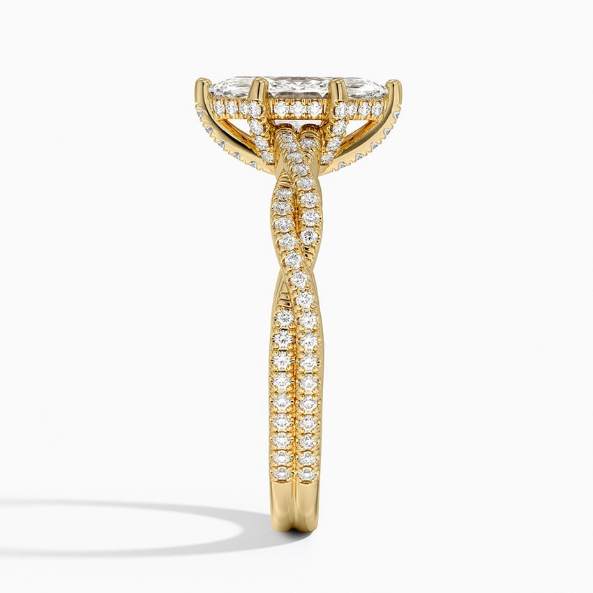 Adorned Luxe Petite Twisted Vine Diamond Ring Yellow Gold 18k Marquise Engagement Ring