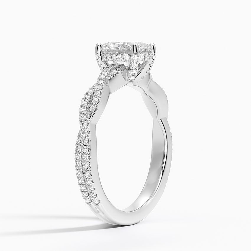 Adorned Luxe Petite Twisted Vine Diamond Ring Platinum Oval Engagement Ring