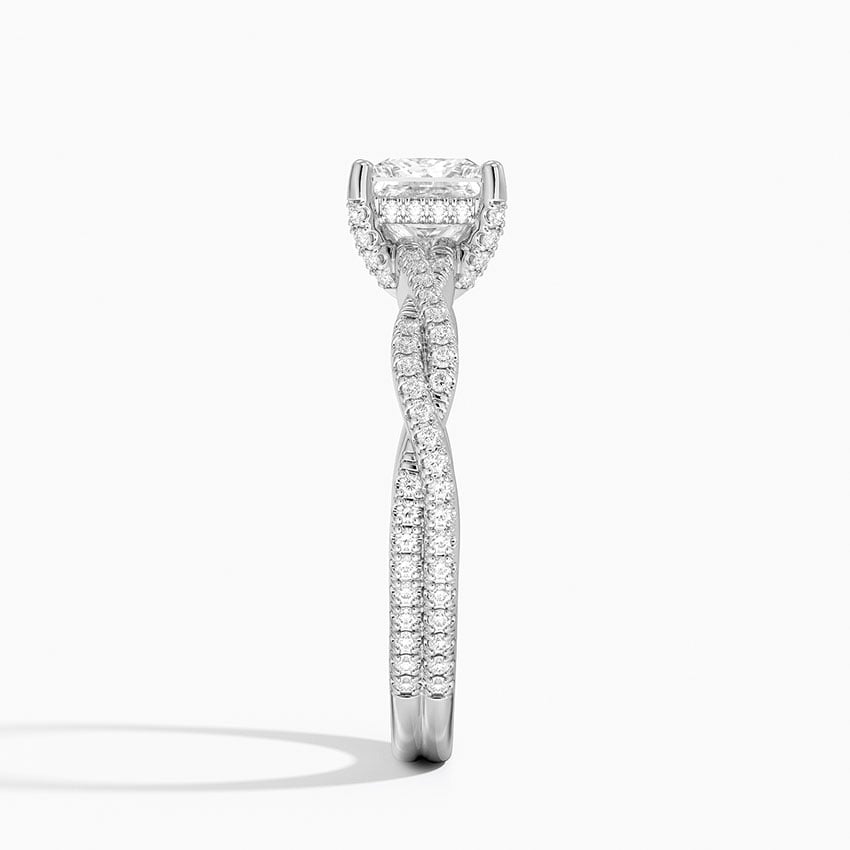 Adorned Luxe Petite Twisted Vine Diamond Ring Platinum Princess Engagement Ring