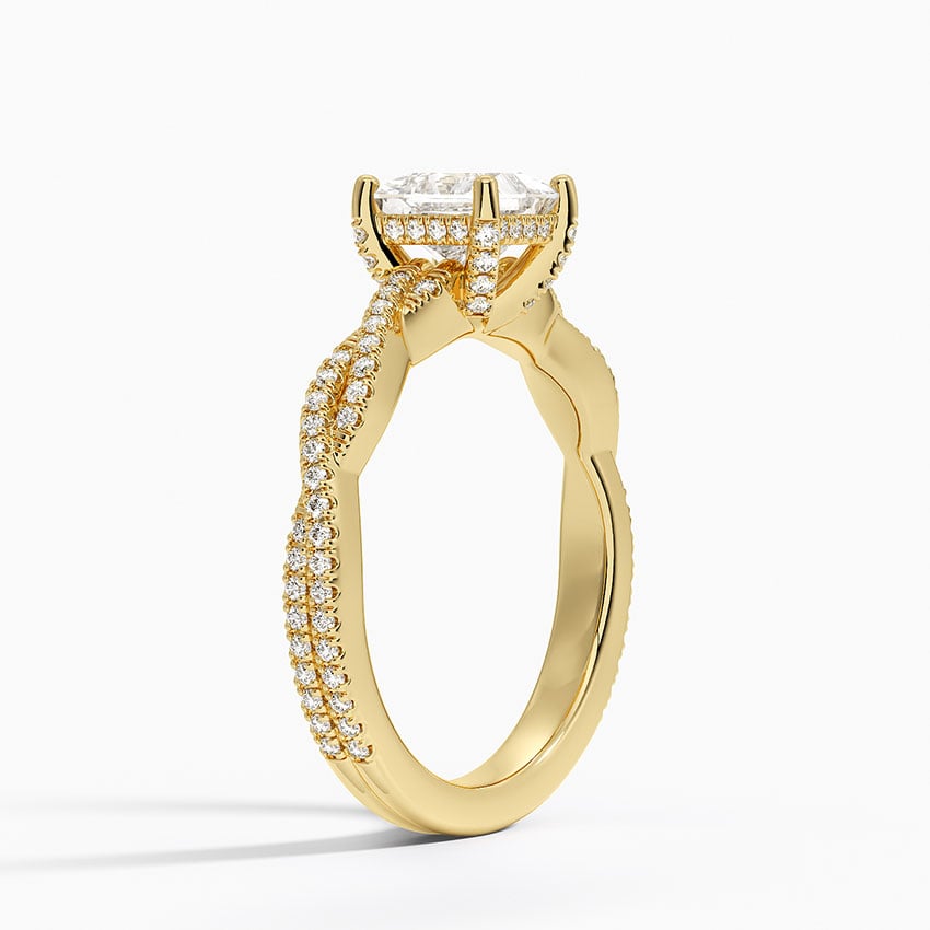 Adorned Luxe Petite Twisted Vine Diamond Ring Yellow Gold 18k Princess Engagement Ring
