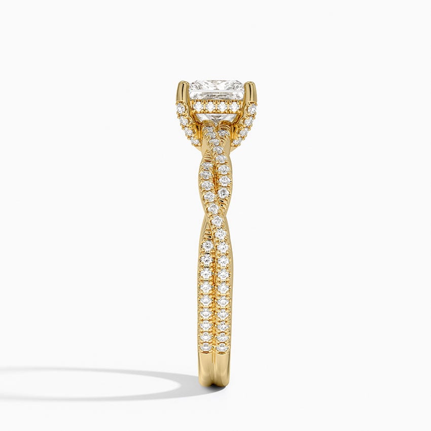 Adorned Luxe Petite Twisted Vine Diamond Ring Yellow Gold 18k Princess Engagement Ring