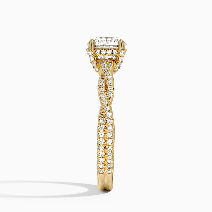 Adorned Luxe Petite Twisted Vine Diamond Ring Yellow Gold 18k Round Engagement Ring