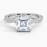 Adorned Luxe Petite Twisted Vine Diamond Ring Platinum Asscher Engagement Ring