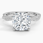 Adorned Luxe Petite Twisted Vine Diamond Ring Platinum Cushion Engagement Ring