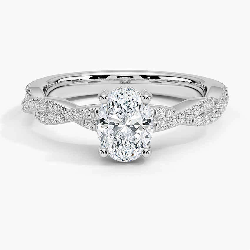 Adorned Luxe Petite Twisted Vine Diamond Ring Platinum Oval Engagement Ring