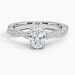Adorned Luxe Petite Twisted Vine Diamond Ring Platinum Oval Engagement Ring