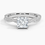 Adorned Luxe Petite Twisted Vine Diamond Ring Platinum Princess Engagement Ring