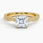 Adorned Luxe Petite Twisted Vine Diamond Ring Yellow Gold 18k Asscher Engagement Ring