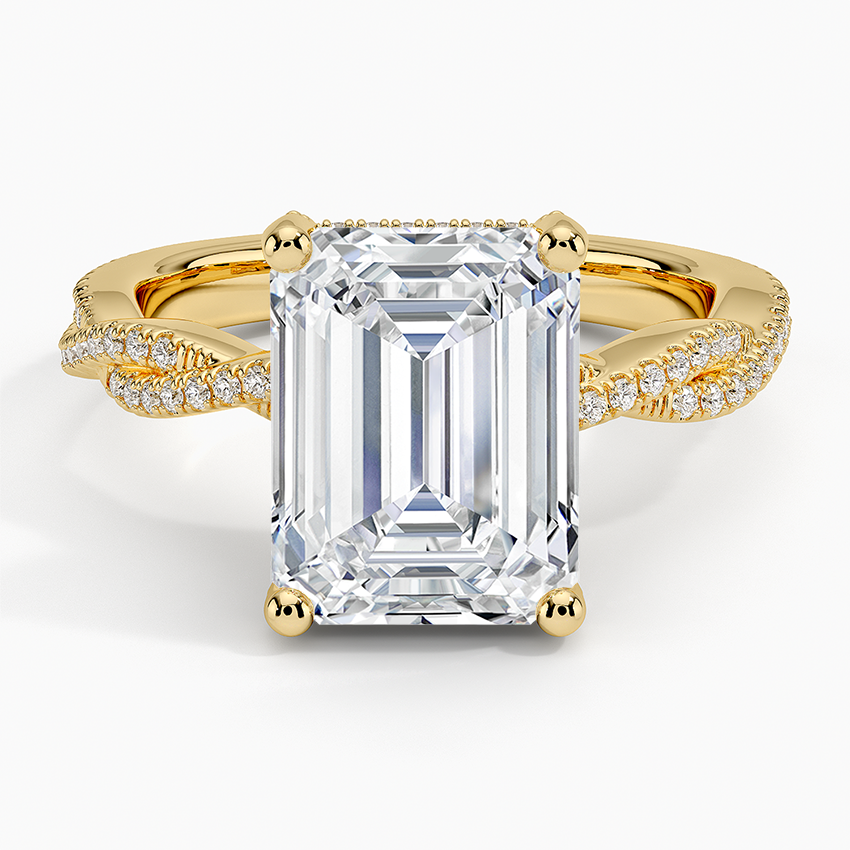 Adorned Luxe Petite Twisted Vine Diamond Ring Yellow Gold 18k Emerald Engagement Ring