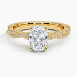 Adorned Luxe Petite Twisted Vine Diamond Ring Yellow Gold 18k Oval Engagement Ring