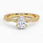 Adorned Luxe Petite Twisted Vine Diamond Ring Yellow Gold 18k Pear Engagement Ring