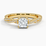 Adorned Luxe Petite Twisted Vine Diamond Ring Yellow Gold 18k Princess Engagement Ring