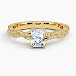 Adorned Luxe Petite Twisted Vine Diamond Ring Yellow Gold 18k Radiant Engagement Ring