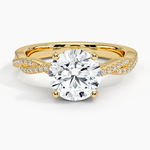 Adorned Luxe Petite Twisted Vine Diamond Ring Yellow Gold 18k Round Engagement Ring