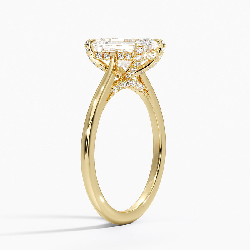 Adorned Dawn Diamond Ring Yellow Gold 18k Emerald Engagement Ring