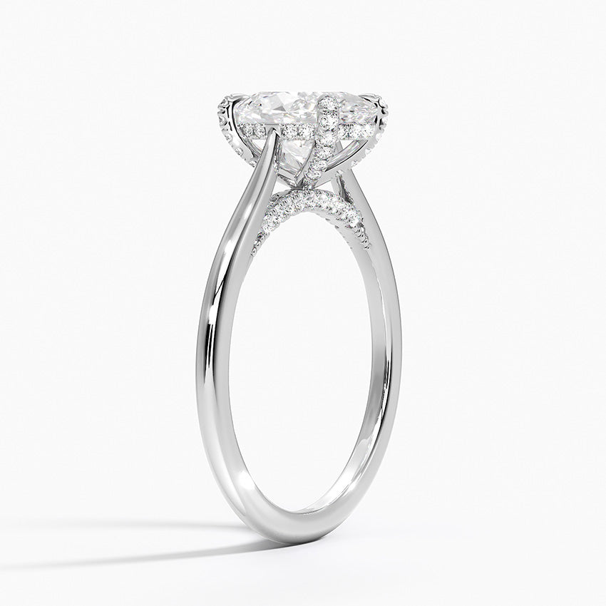 Adorned Dawn Diamond Ring Platinum Oval Engagement Ring