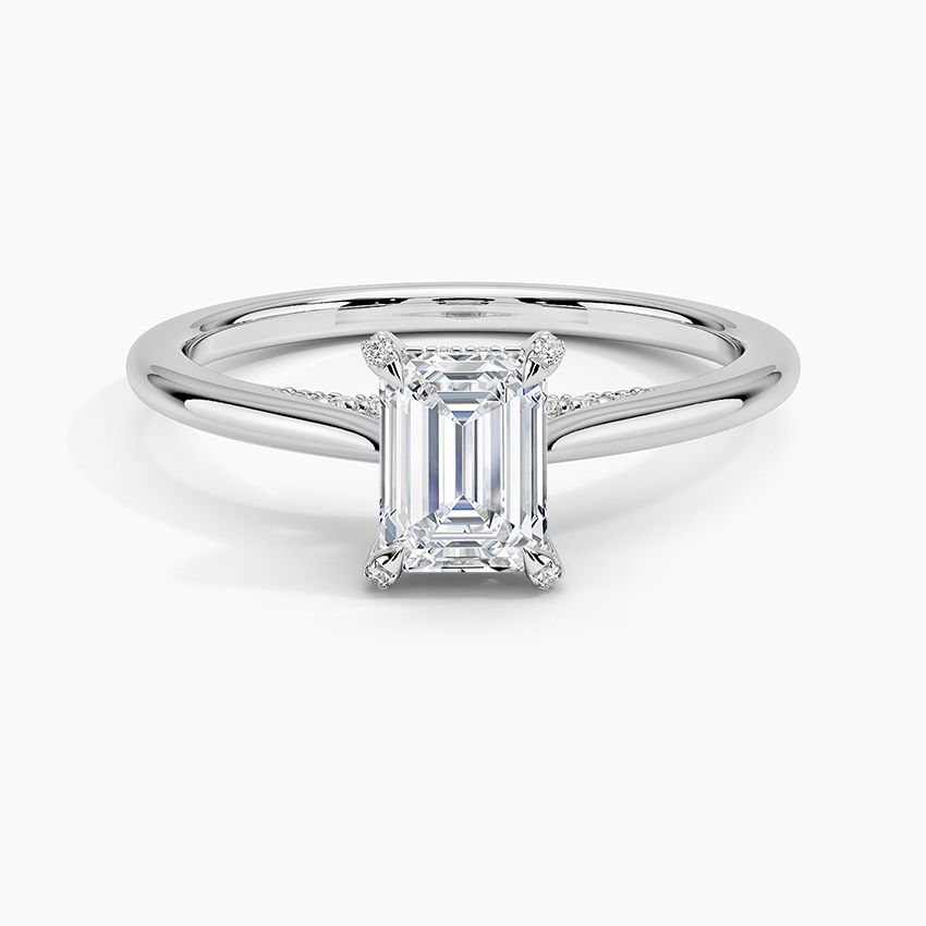 Adorned Dawn Diamond Ring Platinum Emerald Engagement Ring