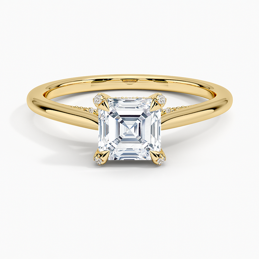 Adorned Dawn Diamond Ring Yellow Gold 18k Asscher Engagement Ring