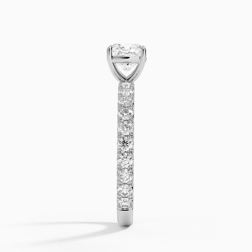 Luxe French Pavé Perfect Fit Diamond Ring (1/2 ct. tw.) Platinum Cushion Engagement Ring