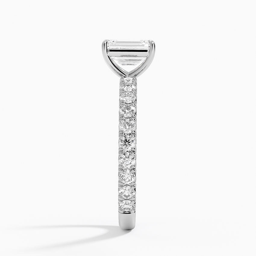 Luxe French Pavé Perfect Fit Diamond Ring (1/2 ct. tw.) Platinum Emerald Engagement Ring