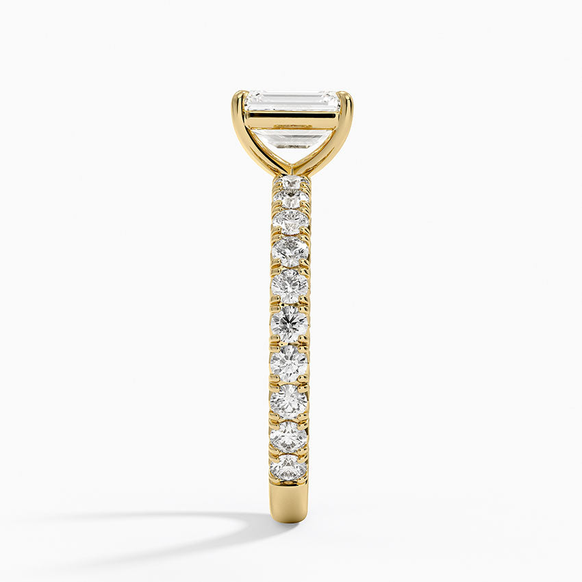 Luxe French Pavé Perfect Fit Diamond Ring (1/2 ct. tw.) Yellow Gold 18k Emerald Engagement Ring