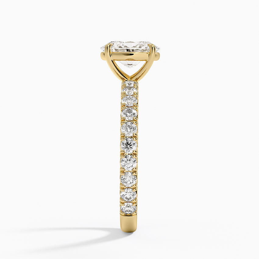 Luxe French Pavé Perfect Fit Diamond Ring (1/2 ct. tw.) Yellow Gold 18k Oval Engagement Ring