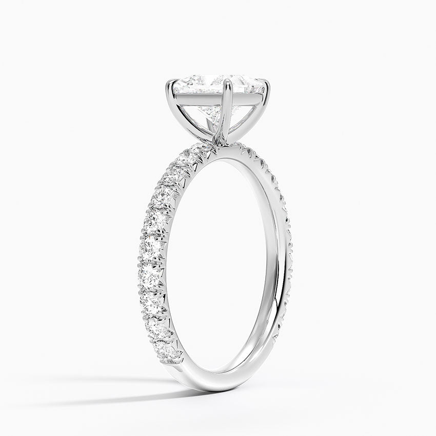 Luxe French Pavé Perfect Fit Diamond Ring (1/2 ct. tw.) Platinum Princess Engagement Ring