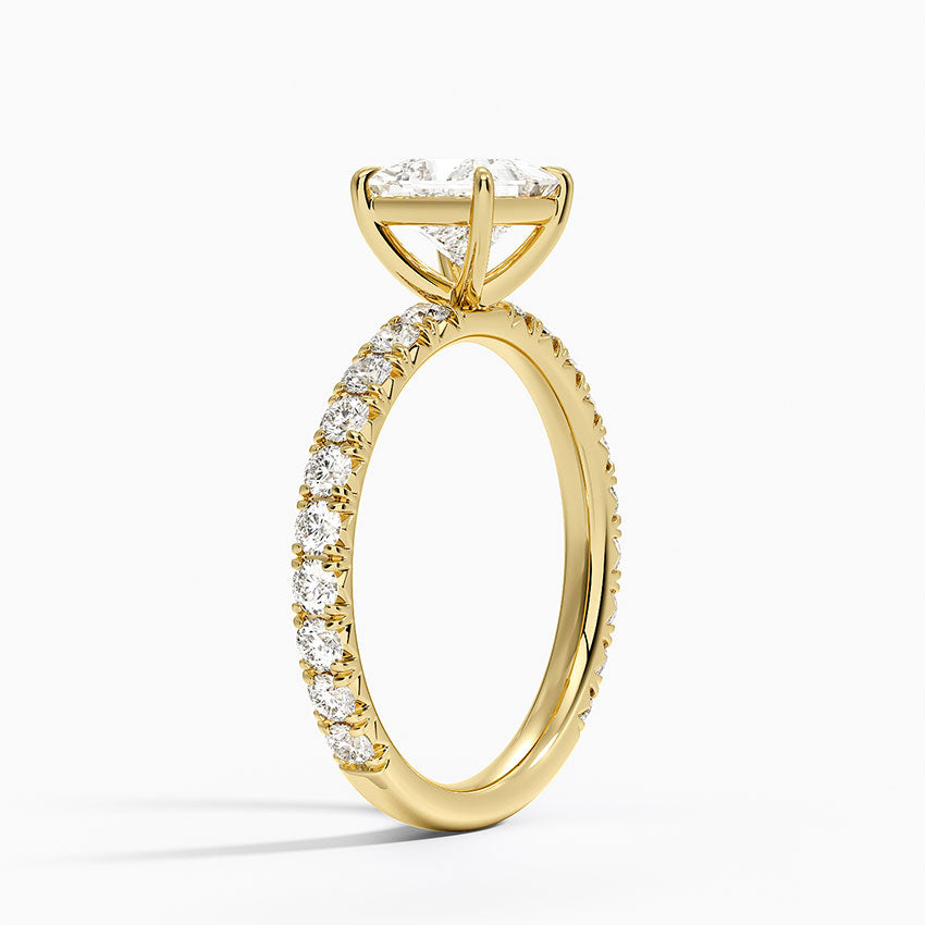 Luxe French Pavé Perfect Fit Diamond Ring (1/2 ct. tw.) Yellow Gold 18k Princess Engagement Ring