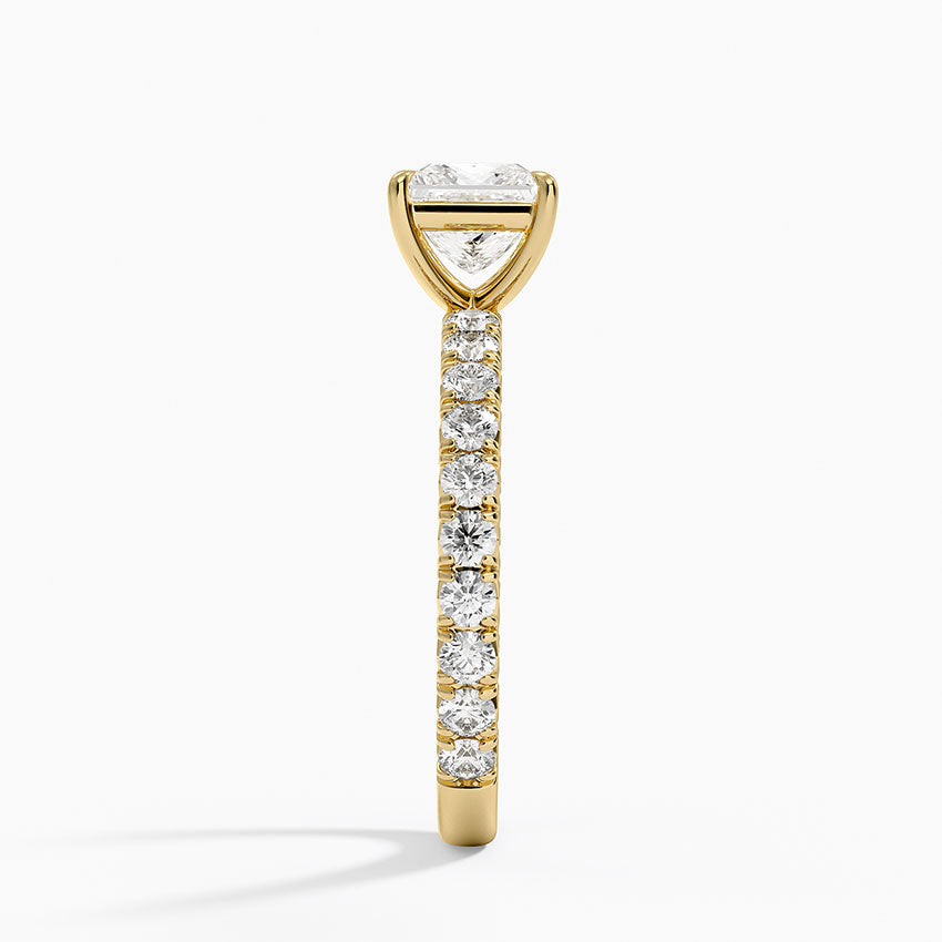 Luxe French Pavé Perfect Fit Diamond Ring (1/2 ct. tw.) Yellow Gold 18k Princess Engagement Ring