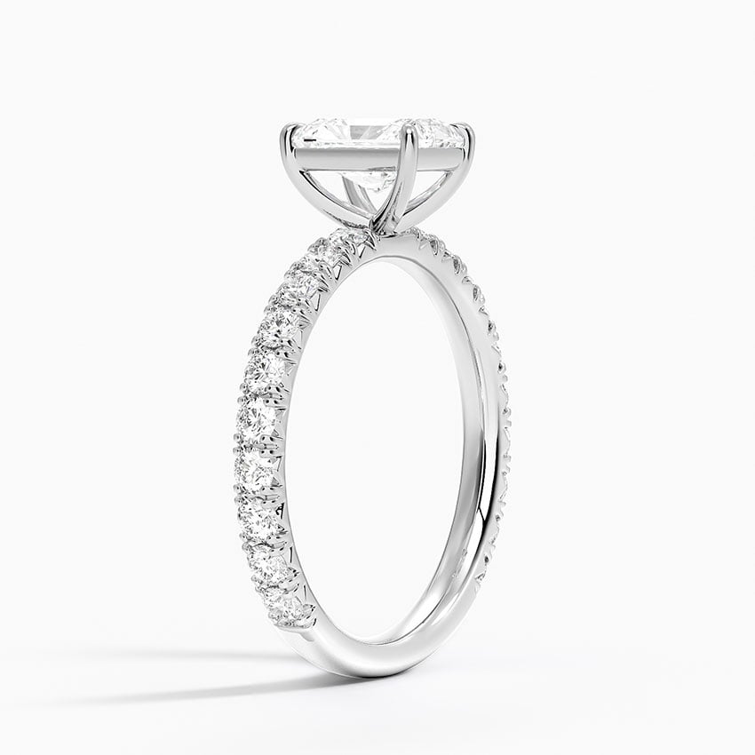 Luxe French Pavé Perfect Fit Diamond Ring (1/2 ct. tw.) Platinum Radiant Engagement Ring